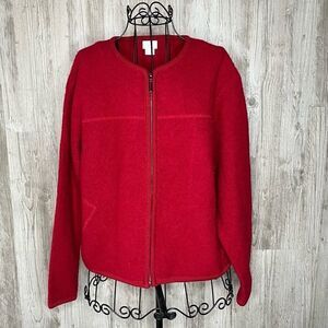 Alps 100% Wool Zipped Cardigan Sweater Large